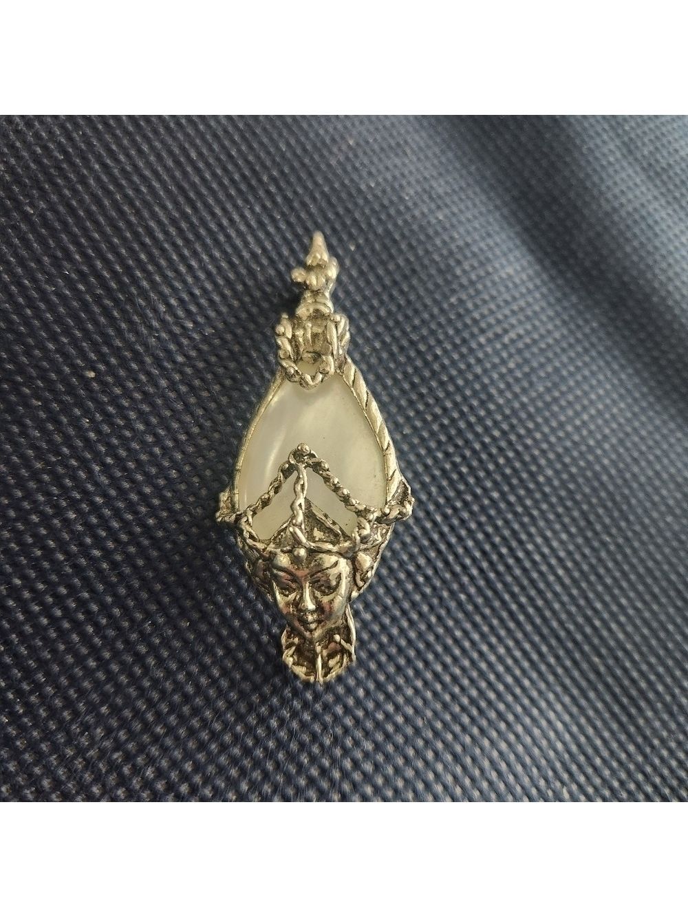 MOP Figural Siam Headdress Pot Metal Brooch